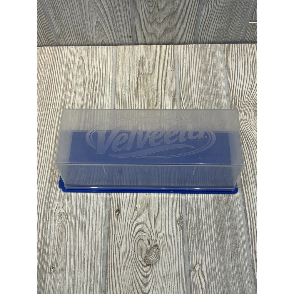 Velveeta Cheese Storage Container Blue Base Clear Embossed Lid BPA Free Reusable